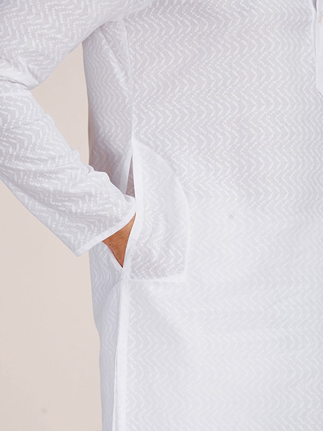 Manyavar Men Printed Pure Cotton Kurta with Pyjamas - Distacart