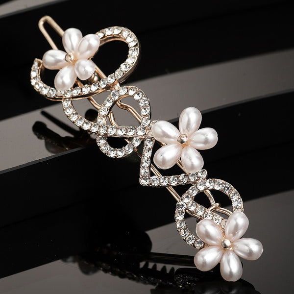 Panash Women Gold-Toned & White Cz-Studded & Beaded Love Hair Pin - Distacart