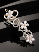 Thumbnail for Panash Women Gold-Toned & White Cz-Studded & Beaded Love Hair Pin - Distacart