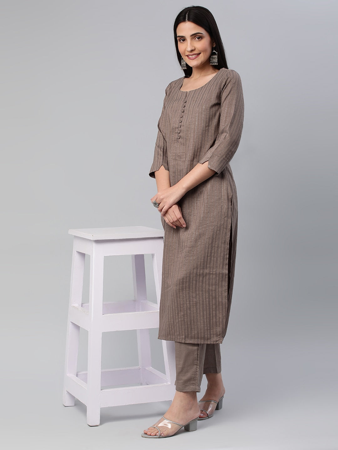 Kalini Women Self Design Pure Cotton Kurta With Trousers - Distacart