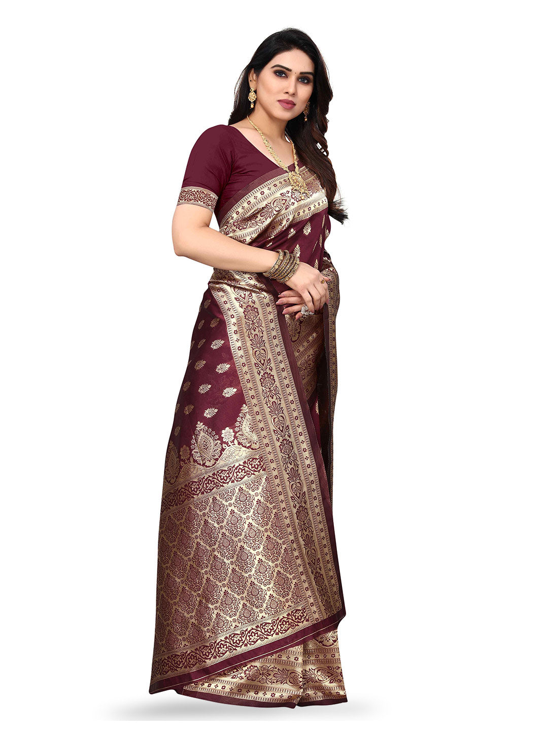 Kalini Floral Woven Design Zari Kanjeevaram Saree - Distacart