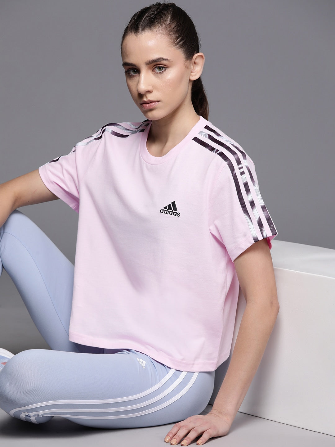 Adidas Women VIBAOP 3S CRO Oversized Pure Cotton T-shirt - Distacart