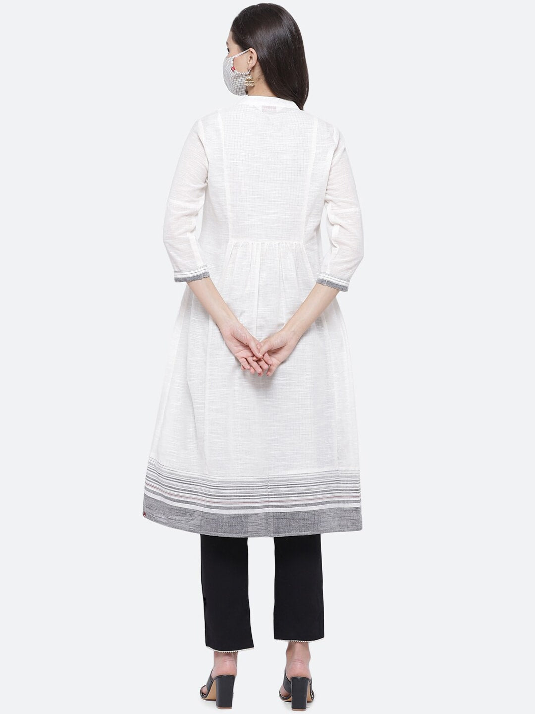 Biba Women White Anarkali Cotton Kurta - Distacart
