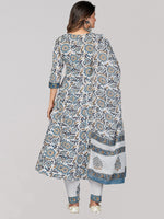 Thumbnail for Kalini Floral Printed Sequinned Pure Cotton Kurta with Trousers & Dupatta - Distacart