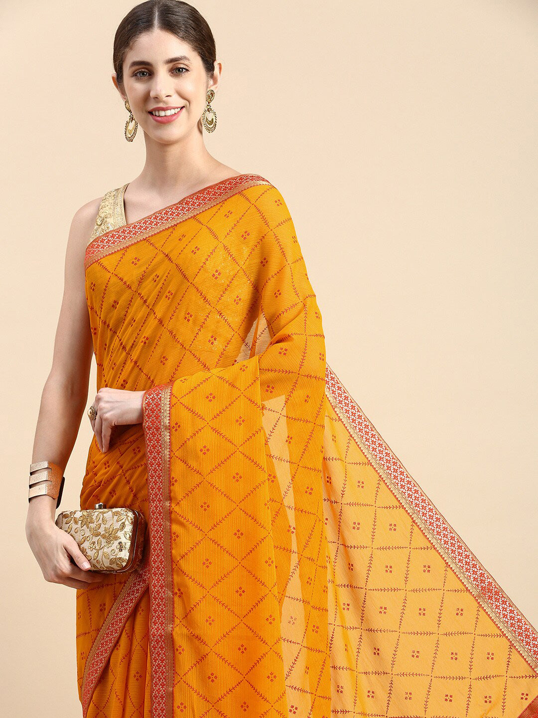 Kalini Ethnic Motifs Zari Silk Blend Saree - Distacart