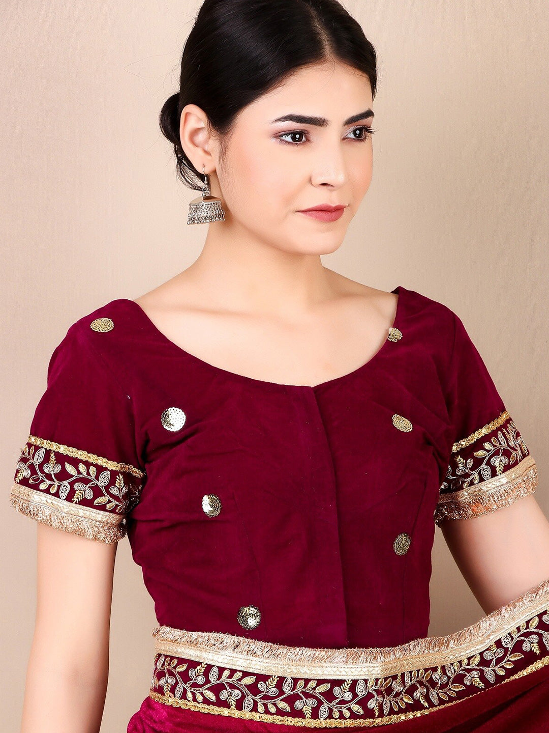 Kalini Embellished Velvet Saree - Distacart