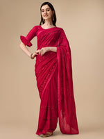 Thumbnail for Kalini Floral Embroidered Pure Chiffon Saree - Distacart