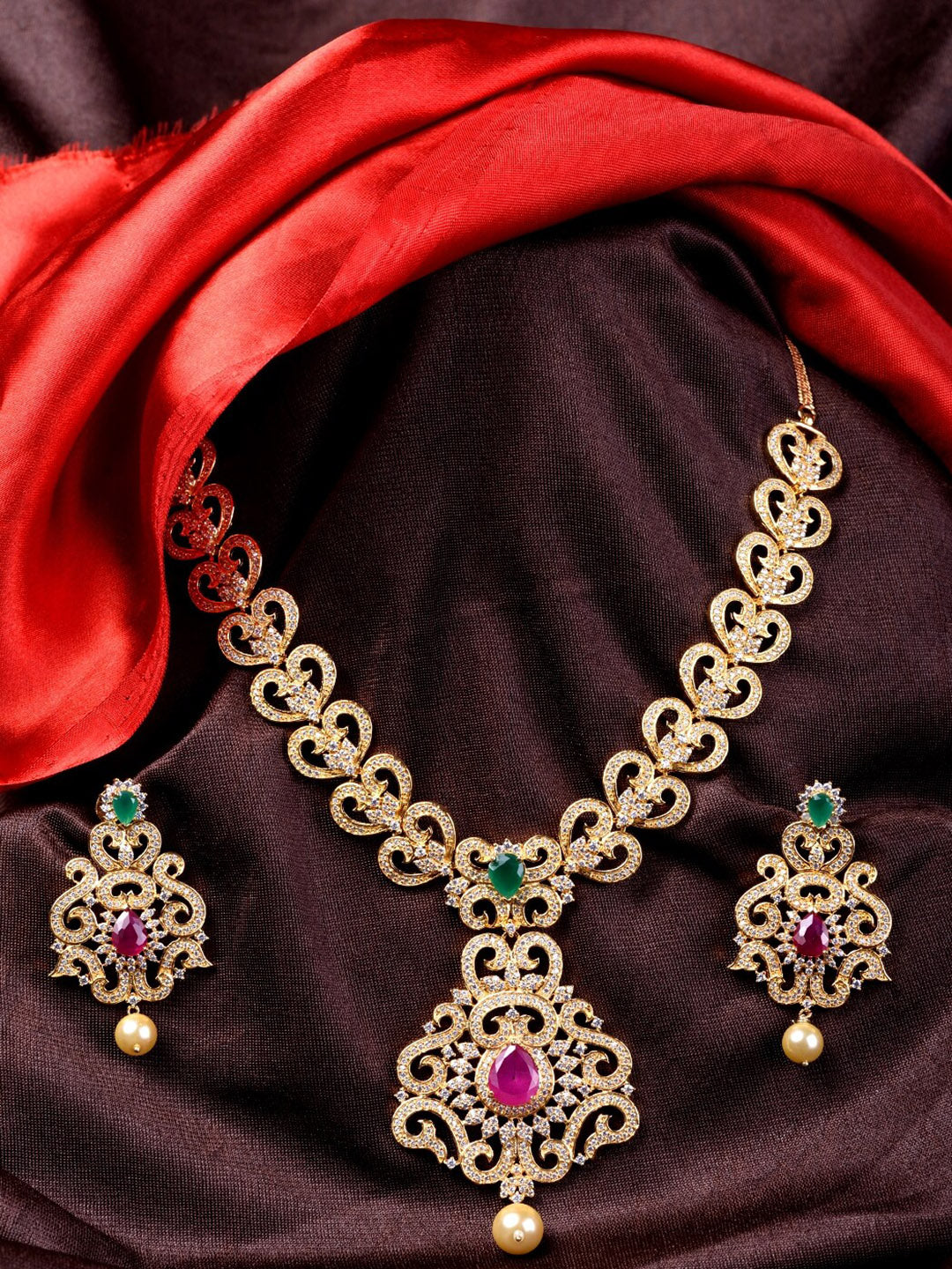 Saraf RS Jewellery Gold-Plated Multi-Colored Jewellery Set - Distacart