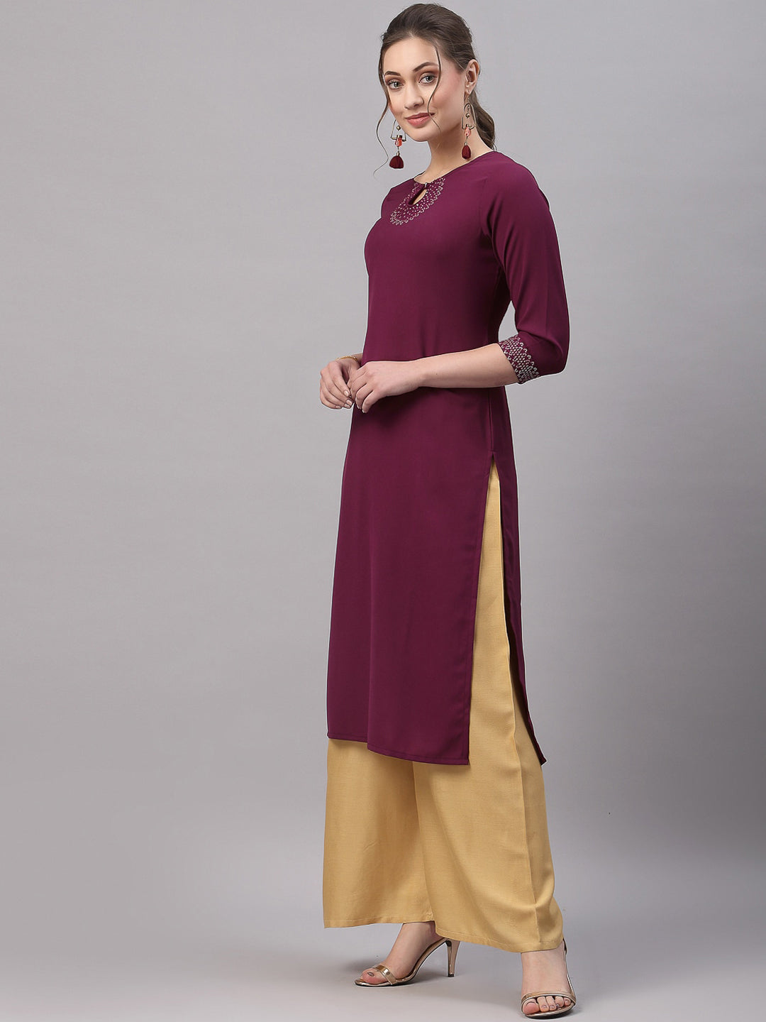 Kalini Women Purple Yoke Design Kurta - Distacart