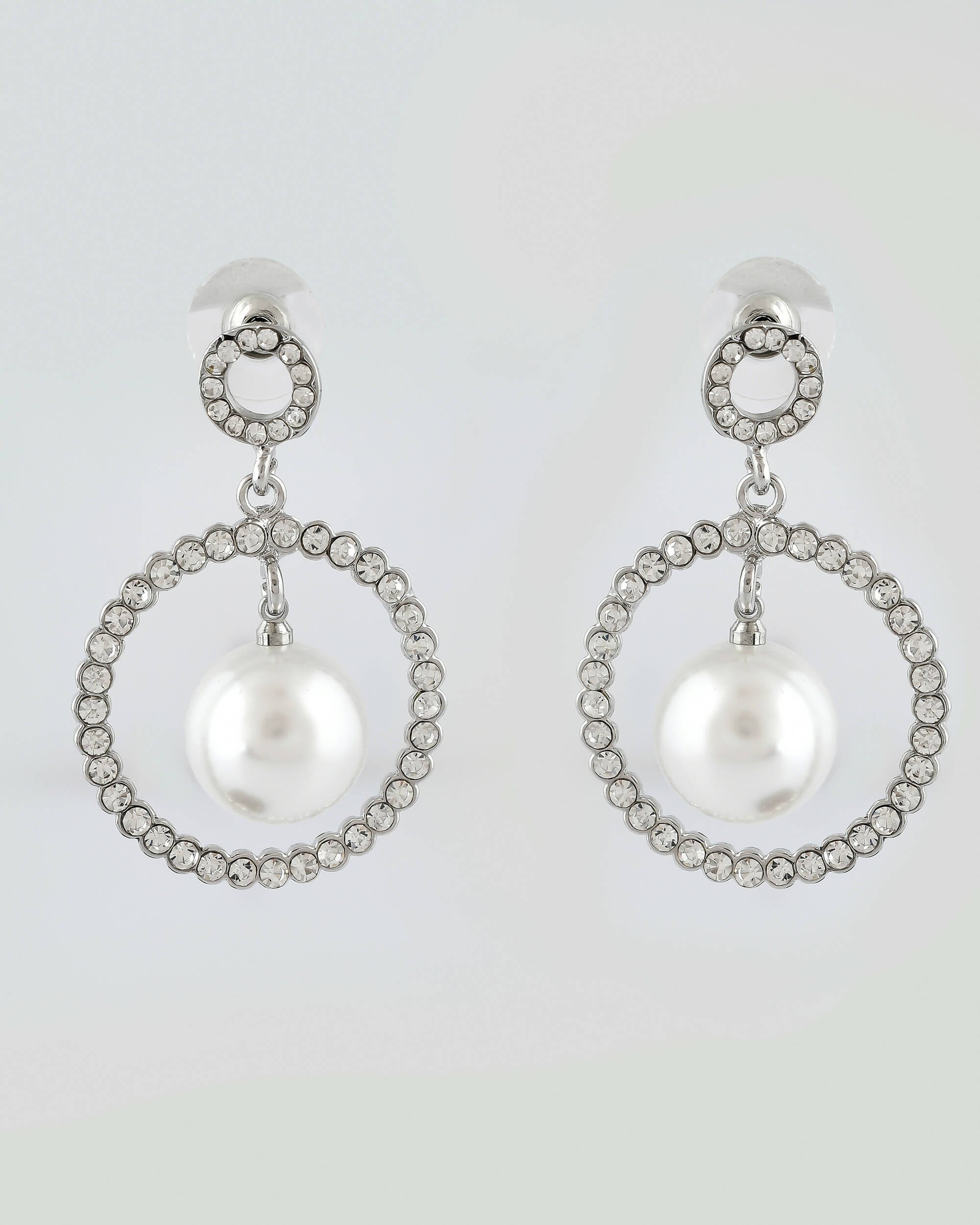 VOJ Women Sliver-Plated Pearl Stainless Steel Circular Studs Earrings - Distacart