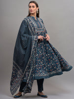 Thumbnail for Kalini Women Floral Printed Panelled Gotta Patti Pure Cotton Kurta With Trousers & Dupatta - Distacart