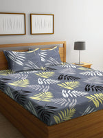 Thumbnail for Home Sizzler Grey Printed 144 TC 1 Queen Bedsheet with 2 Pillow Covers - Distacart