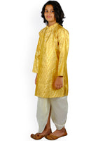 Thumbnail for Sethukrishna Boys Gold-Toned & White Ethnic Motifs Printed Kurta with Dhoti Pants - Distacart