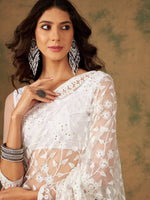 Thumbnail for Sangria Embroidered Net Sarees - Distacart