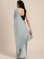 Thumbnail for Mitera Grey Solid Satin Saree - Distacart