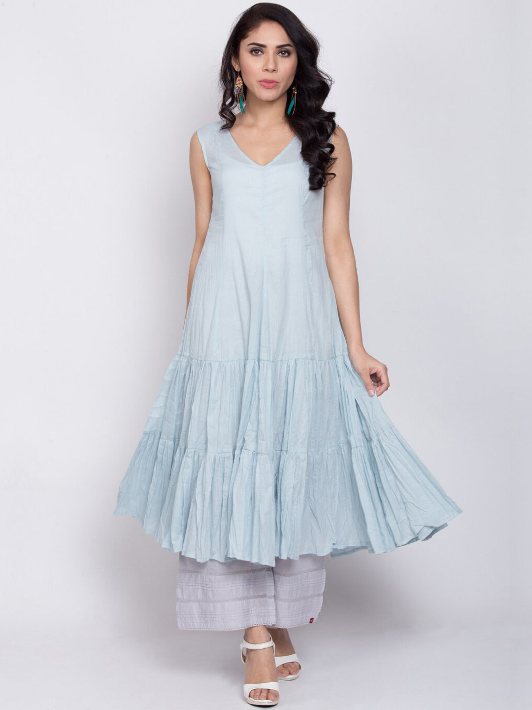 Biba Women Blue Solid A-Line Kurta - Distacart