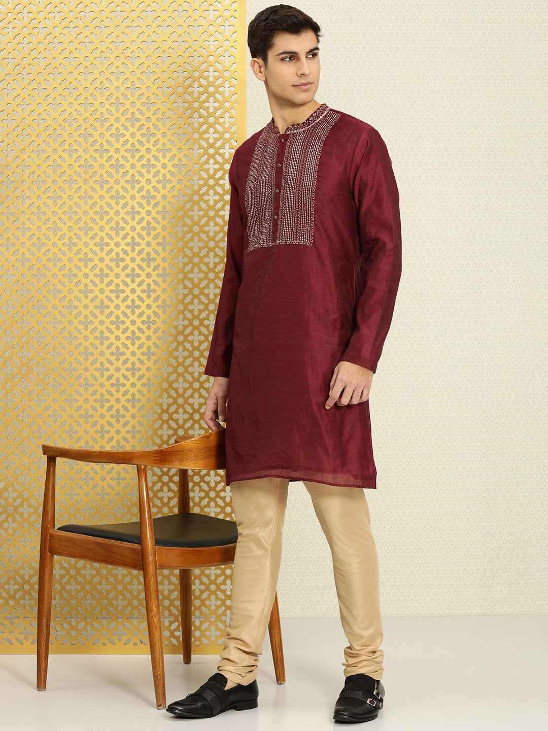 House of Pataudi Men Yoke Design Long Sleeves Jashn Kurta - Distacart