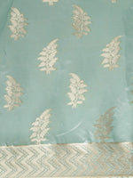 Thumbnail for Mitera Blue & Gold-Toned Ethnic Motifs Zari Organza Kanjeevaram Saree - Distacart