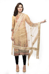 Thumbnail for A R Silk Women's Orgenza Cotton Gota Work Golden Fancy Dupatta