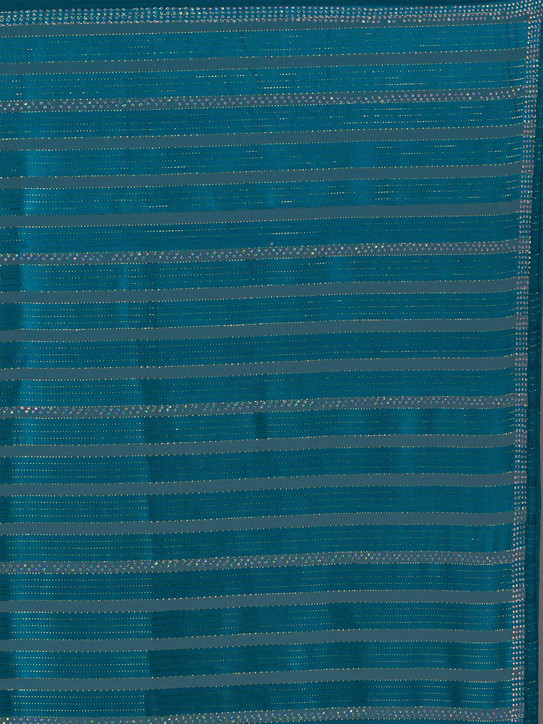 Koskii Blue & Silver-Toned Striped Beads and Stones Saree - Distacart