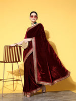 Thumbnail for Mitera Solid Saree with Embroidered border - Distacart