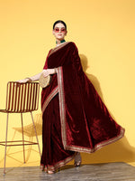 Thumbnail for Mitera Solid Saree with Embroidered border - Distacart