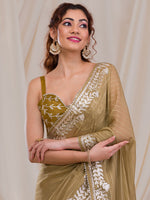 Thumbnail for Koskii Striped Embroidered Saree - Distacart