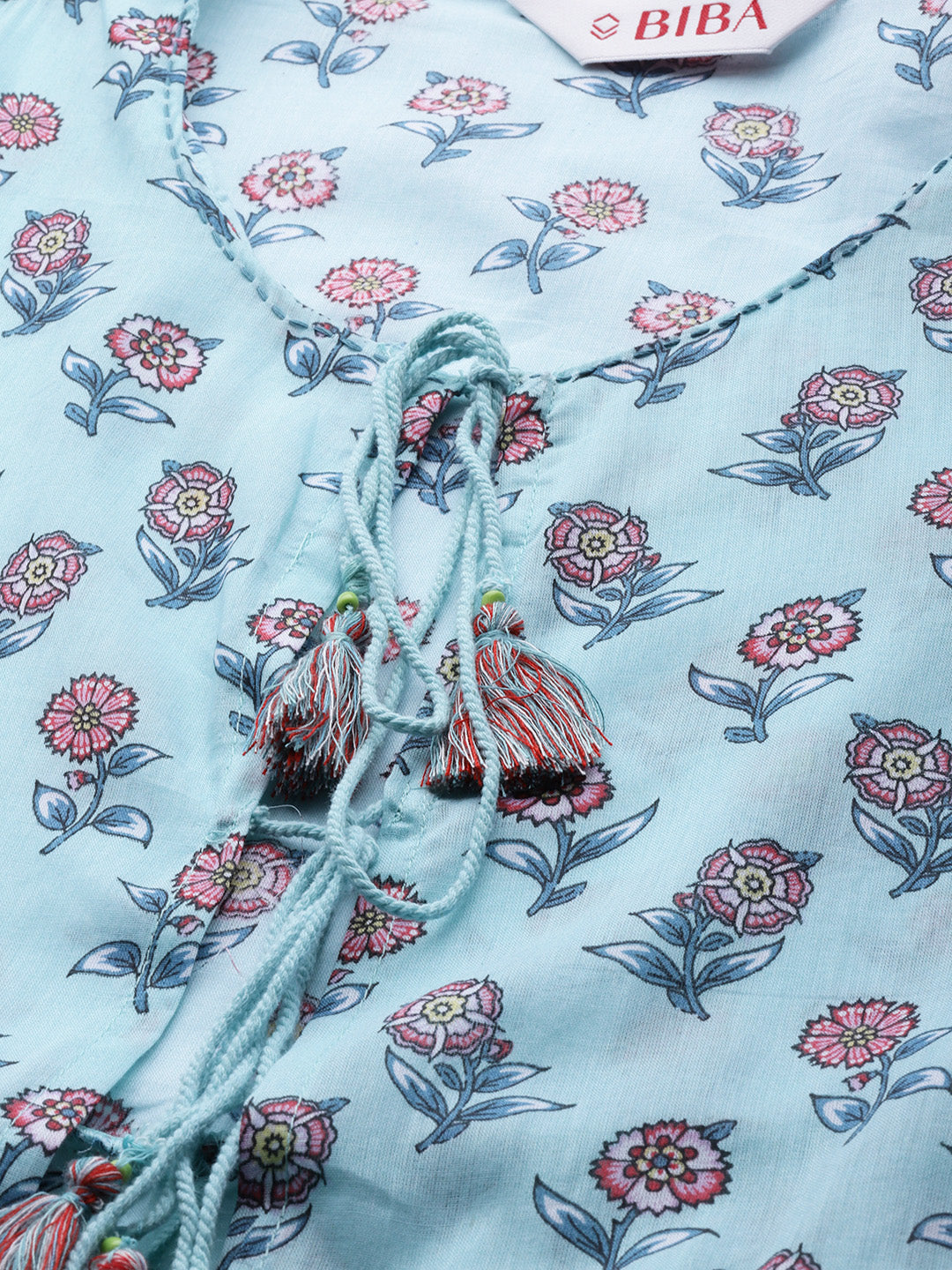 Biba Women Turquoise Blue Floral Printed Kurta - Distacart