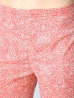 Thumbnail for Kalini Women Peach-Coloured Bandhani Printed Empire Gotta Patti Kurta Set - Distacart