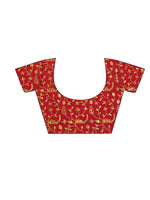 Thumbnail for Mitera Red & White Leheriya Printed Embroidered Poly Georgette Leheriya Saree - Distacart