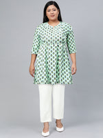 Thumbnail for Biba Women Green & Blue Ethnic Motifs Printed Embroidered Pure Cotton A-Line Kurta - Distacart