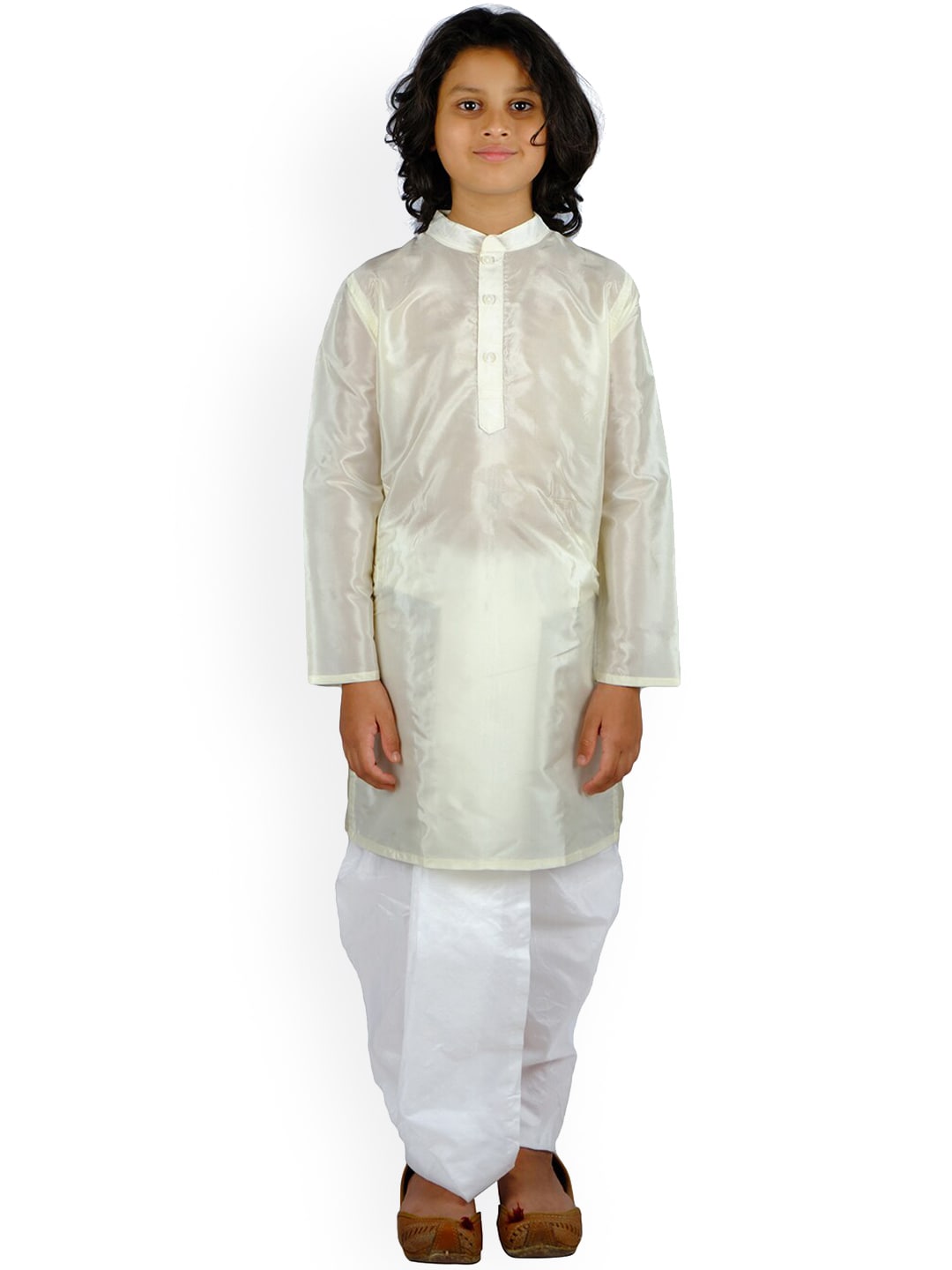 Sethukrishna Boys Cream-Coloured Striped Kurta with Pyjamas - Distacart