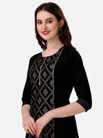 Thumbnail for HERE&NOW Women Black Floral Printed Floral Kurta - Distacart