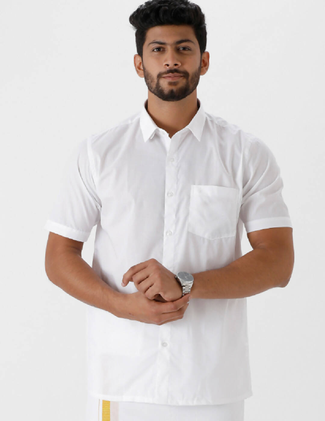 Ramraj Cotton Mens Half Sleeve Luxury Cotton White Shirt - Distacart