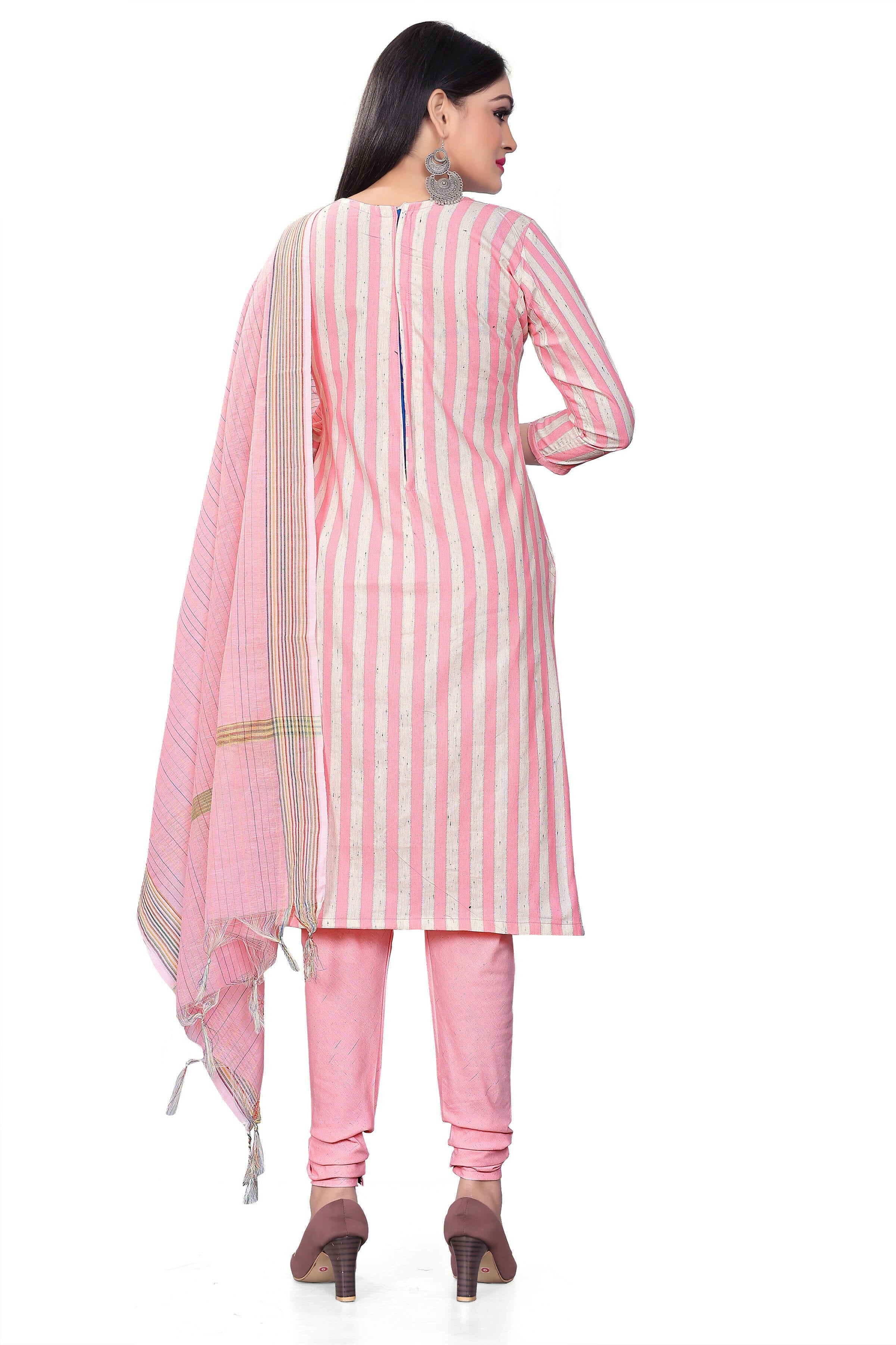 Pink Cotton Jacquard Woven Unstitched Dress Material - Amara - Distacart