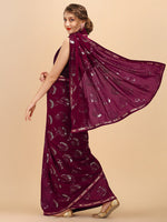 Thumbnail for Sangria Women Burgundy Sarees - Distacart