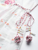 Thumbnail for Biba Women White & Pink Panelled Floral Printed Anarkali Kurta - Distacart