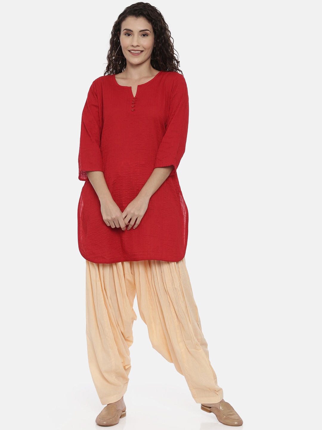 Souchii Beige Solid Regular-Fit High-Rise Patiala - Distacart
