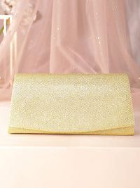 Thumbnail for Rubans Textured Shimmery Foldover Clutch With Shoulder Strap - Distacart