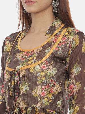 Souchii Women Brown Printed Maxi Dress - Distacart