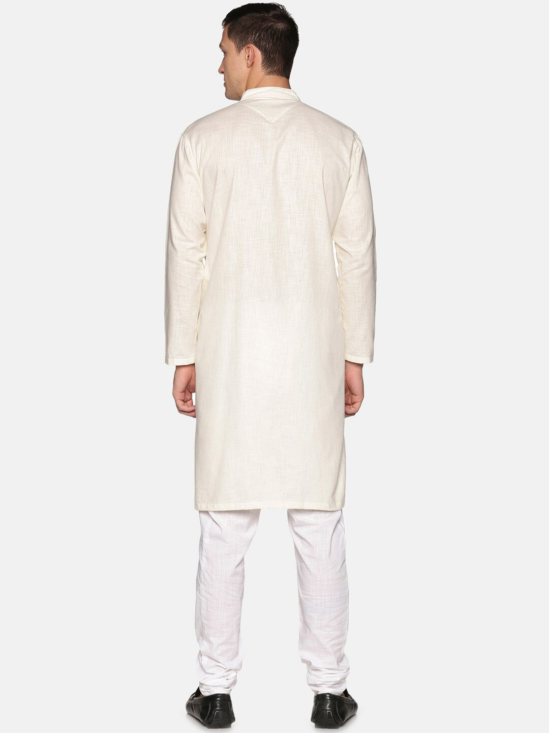 Sethukrishna Men Off White Angrakha Pure Cotton Kurta with Churidar - Distacart