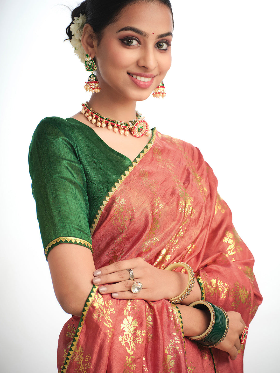 Sangria Ethnic Motifs Printed Zari Saree - Distacart