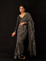 Thumbnail for Tikhi Imli Black & Gold Geometric Printed Ready To Wear Saree - Distacart