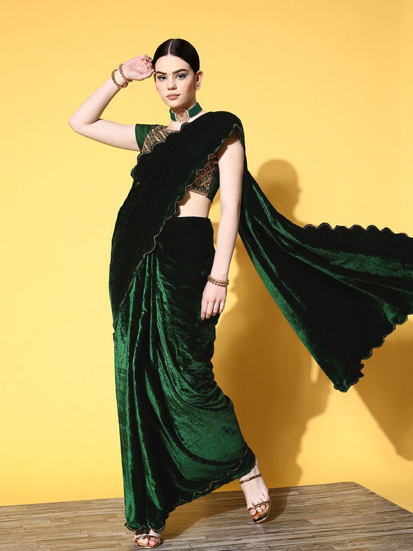 Mitera Solid Saree with Embellished border - Distacart
