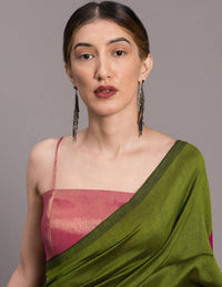 Thumbnail for Suta Green Pink Colourblocked Saree - Distacart