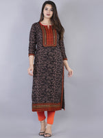 Thumbnail for Kalini Women Brown Geometric Printed Flared Sleeves Thread Work Kurta - Distacart