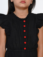 Thumbnail for NOZ2TOZ Black & Red Solid Basic Jumpsuit For Girls - Distacart