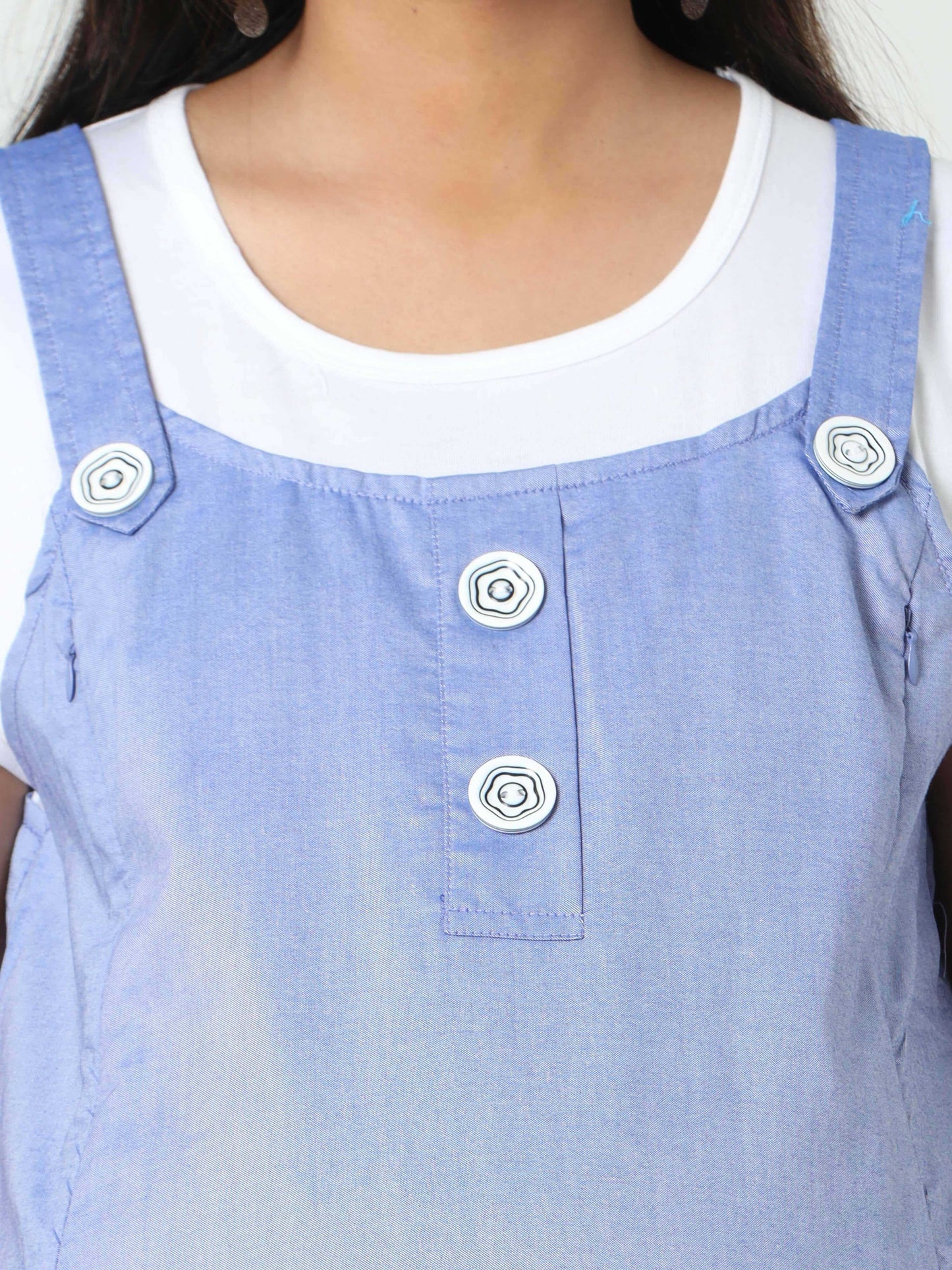 Manet Half Sleeves Solid Maternity Dress With Concealed Zipper Nursing Access - Blue - Distacart