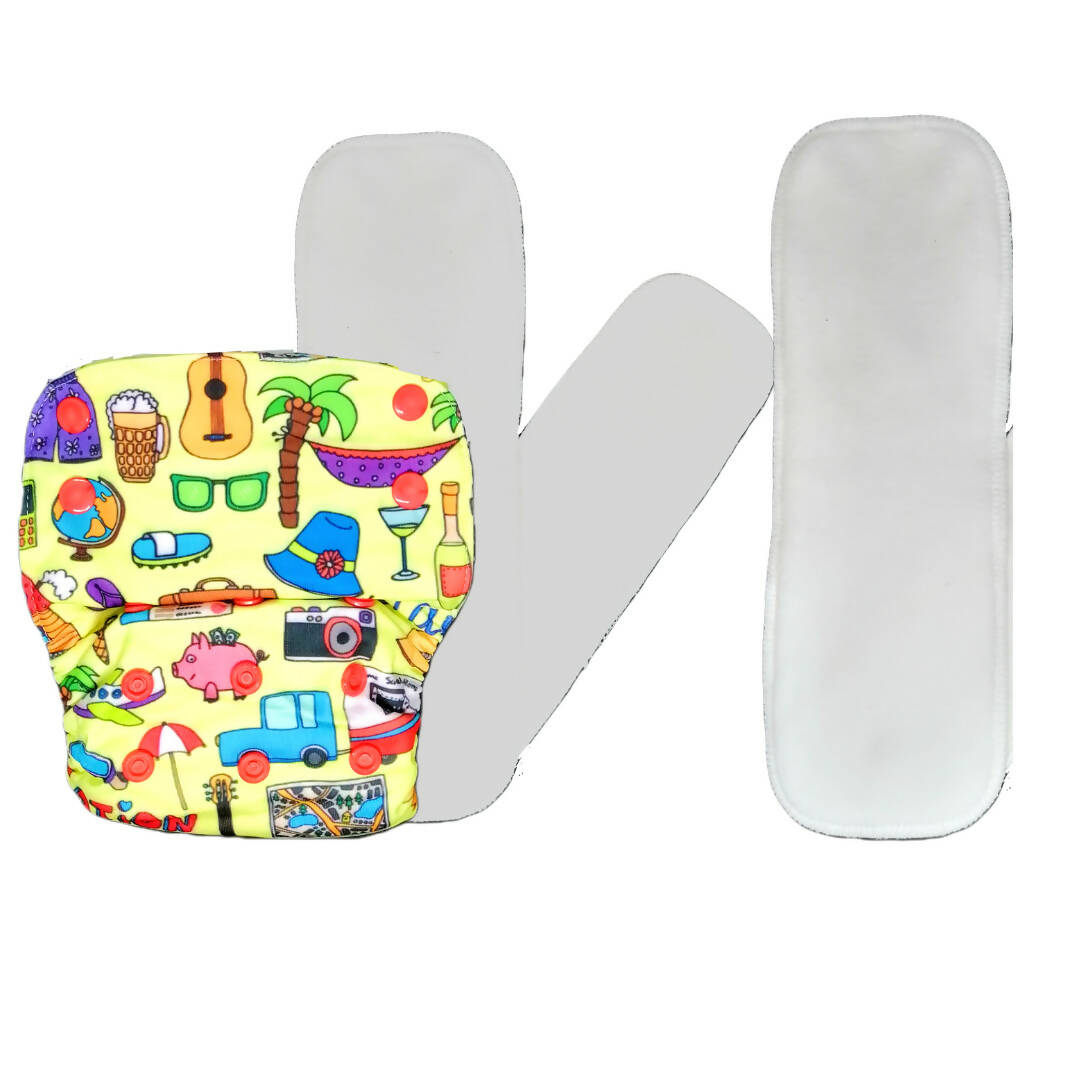 Kindermum Nano Pro Aio Cloth Diaper (With 2 Organic Inserts And Power Booster)- Vacation For Kids - Distacart