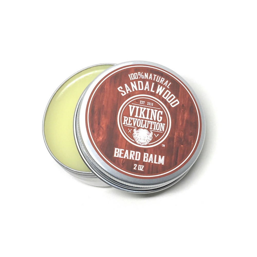 Viking Revolution Beard Balm with Sandalwood Scent and Argan Jojoba Oils - Distacart